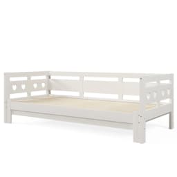 Daybed Cabin Bed Wooden 3FT Single Sofa Guest Bed Sofa Bed, Pull out Trundle Wooden Bed Heart-Shaped -90 X190 cm -White