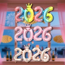 2026 Crown Number Foil Balloons, Happy New Year Eve Party Decorations, Photo Booth Props & Christmas Home Decor Supplies