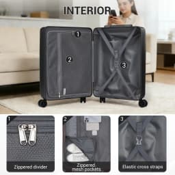 Kono Lightweight ABS+PC Hardshell Carry On Luggage, 4 Dual-Spinner Wheels & TSA Lock, Approved for Ryanair & EasyJet