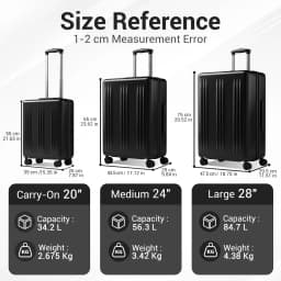 Kono Lightweight ABS+PC Hardshell Carry On Luggage, 4 Dual-Spinner Wheels & TSA Lock, Approved for Ryanair & EasyJet