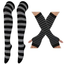 2 pairs,Women's Striped Over The Knee Thigh High Stockings, Multi-color Casual Long Socks