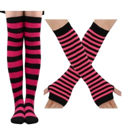 2 pairs,Women's Striped Over The Knee Thigh High Stockings, Multi-color Casual Long Socks