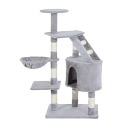 Cat Tree for Indoor Cats Kitten Scratching Post Scratch Scratcher Climb Activity Center Play House Pet Furniture 125cm (Grey)
