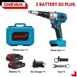 ONEVAN 20000N/25000N Brushless Electric Rivet Gun 2.4~5.0mm Cordless Rivet Nut Gun Drill Power Tool For Makita 18V Battery Pin