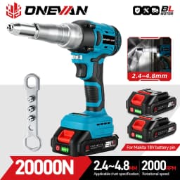 ONEVAN 20000N/25000N Brushless Electric Rivet Gun 2.4~5.0mm Cordless Rivet Nut Gun Drill Power Tool For Makita 18V Battery Pin