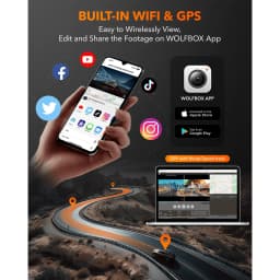 WOLFBOX I07 Dash Cam 3 Channel Dash Camera for Car Front and Rear 4K Dash Camera with GPS WiFi Car Dvr for 170 FOV WDR