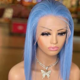 Charisma Synthetic Short Wigs For Women Lace Front Wig Bob Style Cut Natural Straight Hair Blonde Green Blue Hair Wigs Cosplay