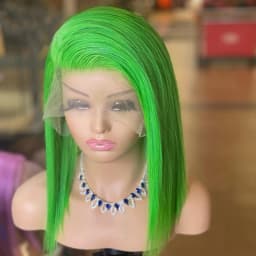 Charisma Synthetic Short Wigs For Women Lace Front Wig Bob Style Cut Natural Straight Hair Blonde Green Blue Hair Wigs Cosplay