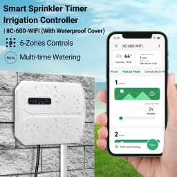 INKBIRD Smart Sprinkler Controller IIC-600-WIFI 6 Zones Auto Irrigation Controller for Rain Skip Seasonal Adjustment of Plants