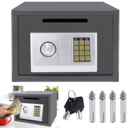 16L Digital Safe Box with Key, Large Home Safe Solid Steel Wall Mounted Electronic Safety Security Box Cabinet Safe-Grey, 2 Keys
