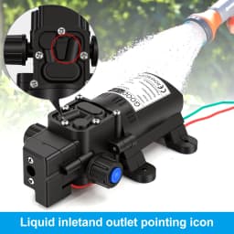 72W 12V Water Pump High Pressure Diaphragm Self-priming (No Pressure Switch) 7 160PSI 6L/Min RV Caravan