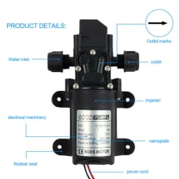 72W 12V Water Pump High Pressure Diaphragm Self-priming (No Pressure Switch) 7 160PSI 6L/Min RV Caravan