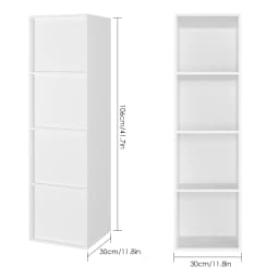 Getone White Bookcase, Cube Storage Unit, Small Bookshelf with 4 Cubes, Living Room Bookcase 30x30x106cm