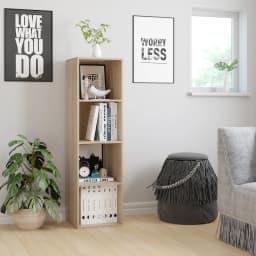 Getone White Bookcase, Cube Storage Unit, Small Bookshelf with 4 Cubes, Living Room Bookcase 30x30x106cm