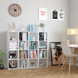 Getone White Bookcase, Cube Storage Unit, Small Bookshelf with 4 Cubes, Living Room Bookcase 30x30x106cm