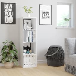Getone White Bookcase, Cube Storage Unit, Small Bookshelf with 4 Cubes, Living Room Bookcase 30x30x106cm