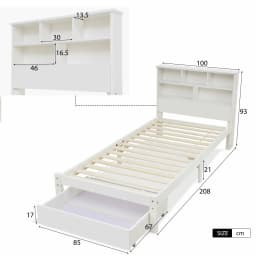 Bed with Shelves White Wooden Storage Bed Underbed Drawer Frame Only