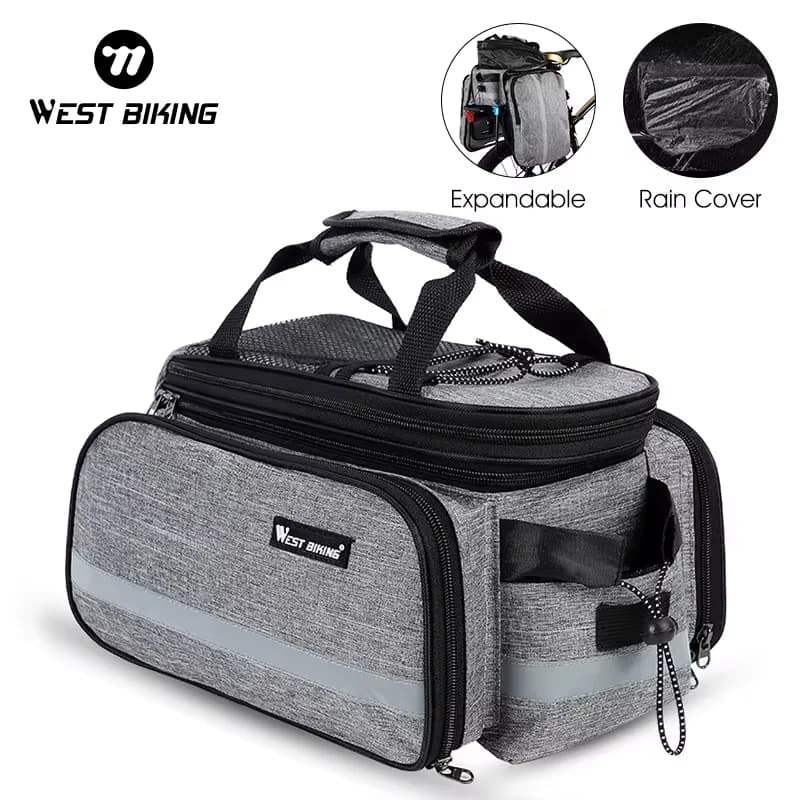 WEST BIKING Bicycle Pannier Bags Waterproof Large Capacity Bike Trunk Bag 3 in 1 MTB Road Cycling Luggage Carrier Rear Seat Bags