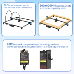 Twotrees TTS-20W MAX Laser Engraver Y-axis Dual Motor Design Laser Engraving Cutting Machine Support Wifi Large Size 600x600mm