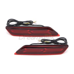 LED Reflector Rear Bumper Tail Light for Honda City 2017 2018 2019 Driving Brake Lamp with Dynamic Turn Signal FJ Shape Red Lens