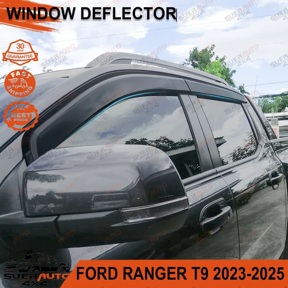 Car Window Visor Sun Rain Guard For Ford Ranger Raptor 2022 2023 2024 Wind Deflector Weathershields Double Cabin Accessories