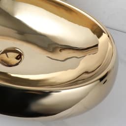 ZAPPO 23 Inch Bathroom Vessel Sink Gold Ceramic Sink Bowl Above Counter Oval Bathroom Sink with Waterfall Faucet Drain Combo