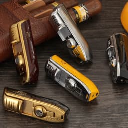GALINER Metal Cigar Lighter Windproof Portable Butane Gas 3 Torch Jet Lighters Cigar Tool With Cigar Punch