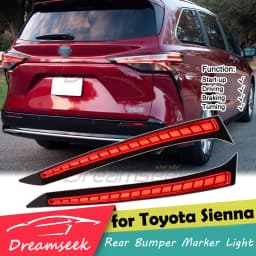 Red Lens LED Tail Light For Toyota Sienna XL40 2021+ Rear Bumper Brake Driving Turn Signal Side Marker Tail Lamp Car Accessories