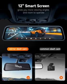 WOLFBOX G840S 12"IPS Dash Camera 4K Rearview Dash Cam GPS Video Recorder Night Vision HD Dual Cameras Car Dvr Parking Monitor