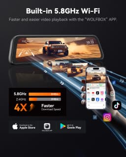WOLFBOX G840S 12"IPS Dash Camera 4K Rearview Dash Cam GPS Video Recorder Night Vision HD Dual Cameras Car Dvr Parking Monitor