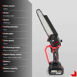 ONEVAN 8 Inch Brushless Electric Saw Auto Oiler Cordless Handheld Garden Wood Pruning Chainsaw Tool For Makita 18V Battery Pin
