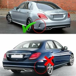 Rear Bumper Diffuser + Exhaust Tips Black For Mercedes W205 C300 Sedan 2015+ AMG