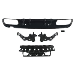 Rear Bumper Diffuser + Exhaust Tips Black For Mercedes W205 C300 Sedan 2015+ AMG
