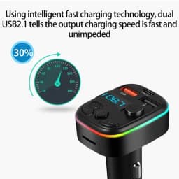 FM Transmitter for Car LED Display Car MP3 Player Wireless FM Transmitter 5.0 USB C Car Charger Multifunctional Car Radio Music