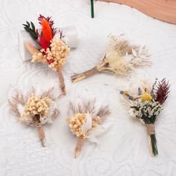 Mini Dried Flower Bouquet Set of 6 Boho Wedding Decor Boutonniere for Men Table Centerpieces Dry Pampas Grass Birthday Decor