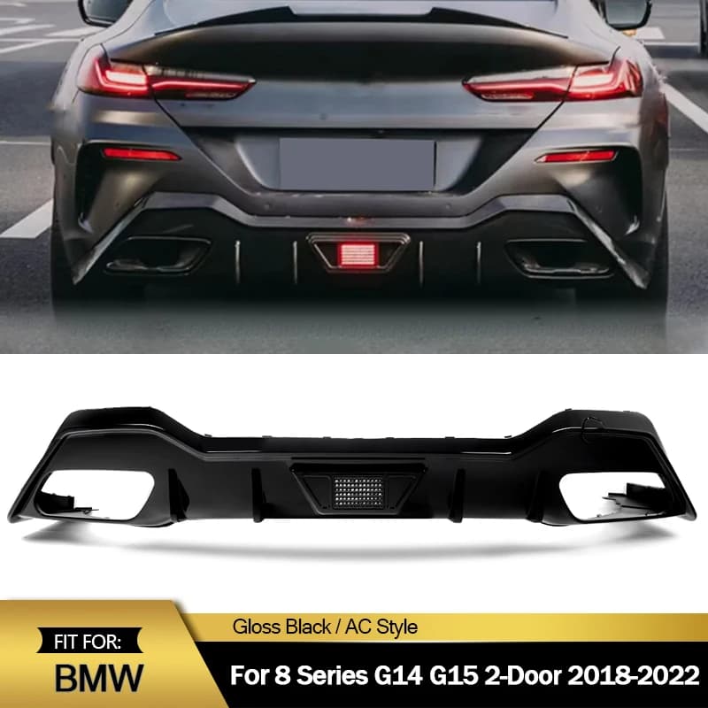 Rear Bumper Diffuser Lip W/ LED For BMW 8 Series G14 G15 M850i 2-Door 2018-2023
