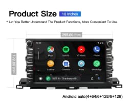 Carplay 10.1" IPS Android 14.0 4G+128G 8Core SIM Car DVD Player GPS Map WIFI 2 din RDS autoradio For Honda Highlander 2015-2017