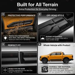 Side Door Cover Body Cladding For Ford Ranger Next-Gen T9 2023+Double Cab Protector Cover Trim Wildtrak XLT XLS Car Accessories