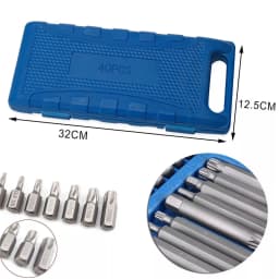 40Pcs/Set 3/8" & 1/2" Drive Allen Key Torx Hex Star Spline Socket Bit Chrome Sockets Set Handle Tools Kit With Case