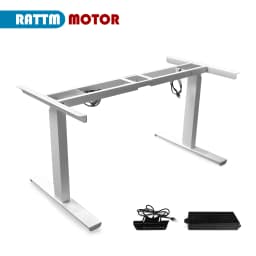 【EU Stock】RATTM MOTOR Two Foot Dual Motor Electric Height Adjustable Lifting Table Sit/Standing Desk Frame White/Black