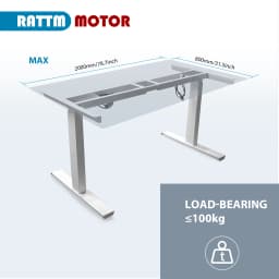 【EU Stock】RATTM MOTOR Two Foot Dual Motor Electric Height Adjustable Lifting Table Sit/Standing Desk Frame White/Black