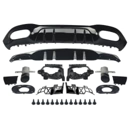 MagicKit For Mercedes A-Class W177 AMG A35 Style Rear Diffuser Gloss Black +Tailpipes 19+