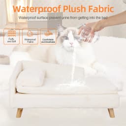 L Shape Dog Sofa Bed Cat Cushion Chaise Stool Soft Warm Nesting Couch with Rubber Wooden Legs