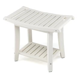 ERGOMASTER Corner Shower Bench Stool Bathroom Seat 2-Tier Storage Shelf Bathroom Foot Rest