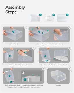 SONGMICS Shoe Boxes, Pack of 8 Stackable Shoe Storage Organisers, Foldable and Versatile for Sneakers, Fit up to UK Size 11