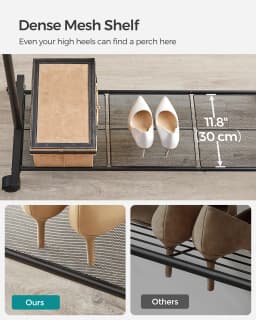SONGMICS Clothes Rack, Double-Rod Clothes Rail on Wheels, Metal Clothing rail for Bedroom, 91 cm Long Hanging Rail
