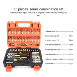 Car Repairing Tools 53Pcs/Set Flexible Socket Kit 1/4" Ratchet Wrench Drive Car Repairing Tools