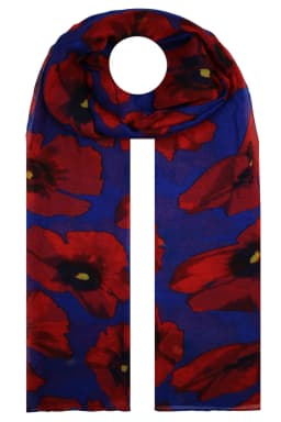 Elegant Floral Print Scarf - Red Poppy Design