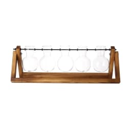 Wooden Plant Propagation Station with 5 Bulbs glass Vase
