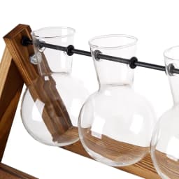 Wooden Plant Propagation Station with 5 Bulbs glass Vase
